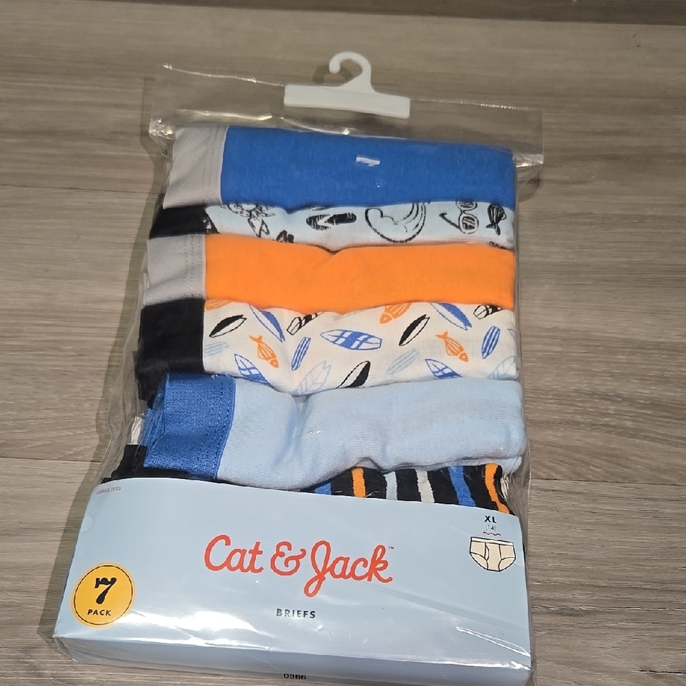 Cat & Jack Boys' Briefs 7-Pack Surf Briefs Orange Size 14 Nwt